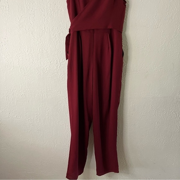 Lulu’s Like It Like That Wine Red Sleeveless Surplice Jumpsuit - Picture 11 of 13